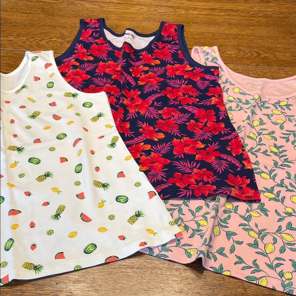 3 Lands' End Women’s Reg Large Tank Tops - Navy, White, Pink